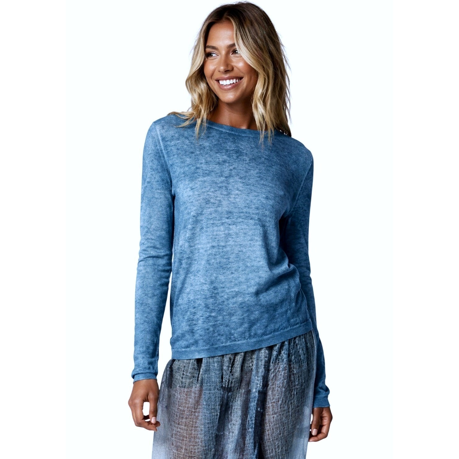 Nwot Avant Toi 100% Linen Pullover Blue Boatneck Art Sweater Made In Italy M New
